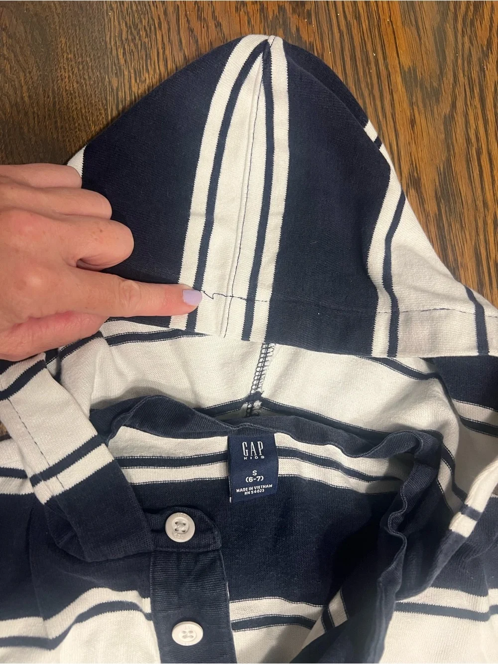 GAP Kids Hooded Striped Pullover Sweatshirt - Navy & White